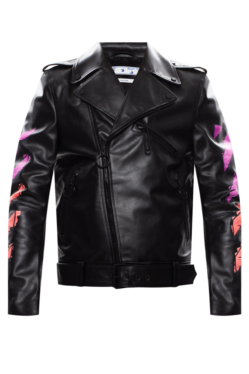 Off white leather hot sale biker jacket